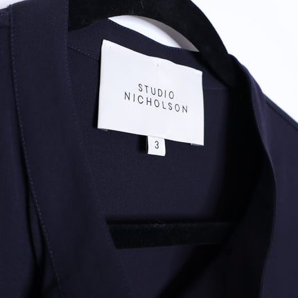 STUDIO NICHOLSON Volume Sleeve Shirt Navy Blue Popover Blouse Women's 3/US 10