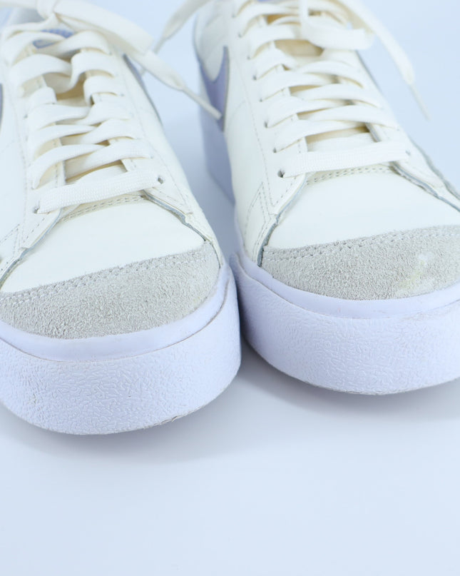 Nike Blazer Low Platform Sneakers White Lilac Suede Leather Lace Up Women's 7