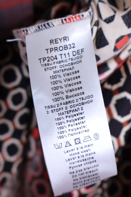 TARA JARMON Reyri Mini Dress Ecru Graphic Print Long Sleeve Women's 42/US L