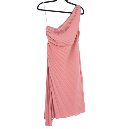 BANANA REPUBLIC One Shoulder Pleated Midi Dress Pink Amaretti NWT Women's 8