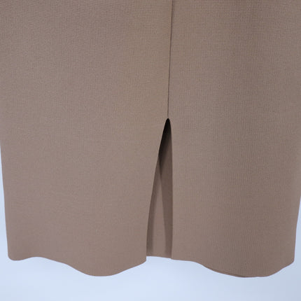 SCANLAN THEODORE Crepe Knit Collar Dress NWT Beige Camel Quiet Luxury Women's L