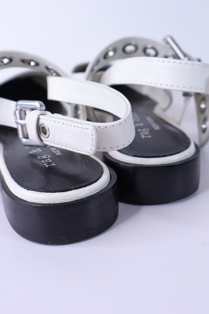 RAG & BONE Astra Flat Slingback Antique White Leather Maryjane Women's 37/US 7