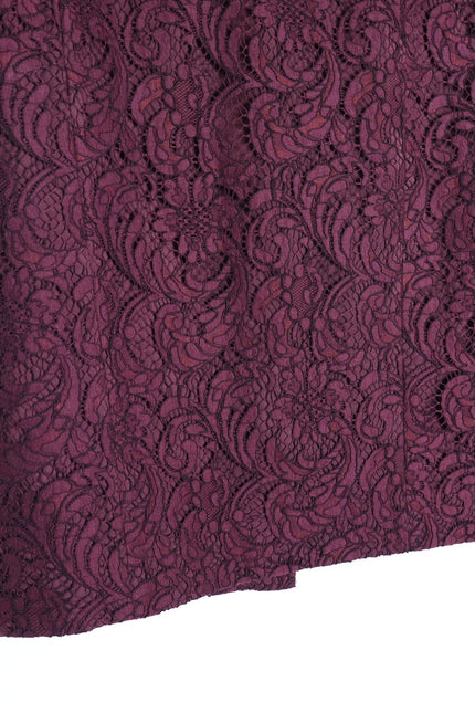 BURBERRY Lace Overlay Pencil Skirt Burgundy Knee Length Lined Women's 10