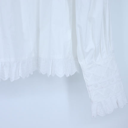 Mille Georgina Top White NWT Lace Button Front Long Sleeve Blouse Women's XS