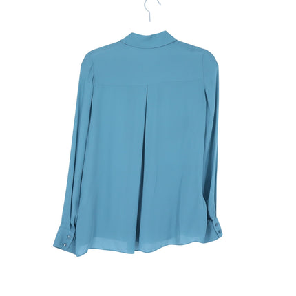 Vince Silk Button Up Blouse Seaglass Teal Lightweight Collared Women's 4