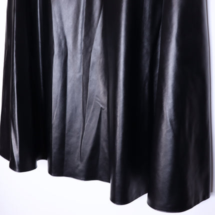 AKRIS PUNTO Faux Leather Circle Skirt Black High Waisted Midi Women's 16