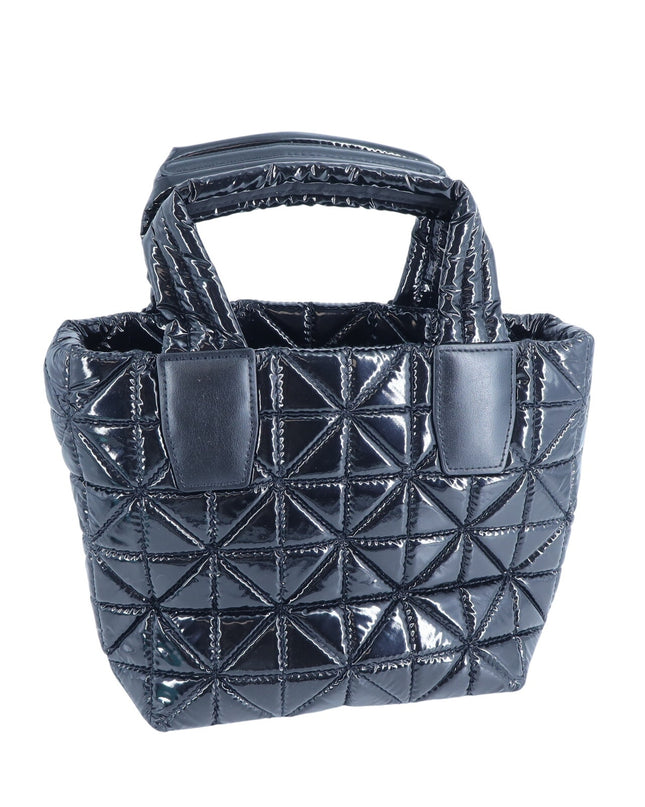Vee Collective Mini Quilted Crossbody Bag Black Vinyl Nylon Convertible Bag