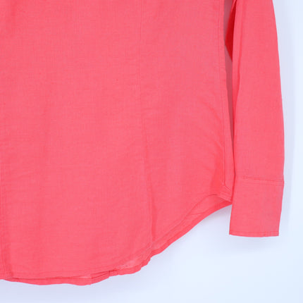 J. Crew Perfect Linen Button Up Shirt Melon Pink Long Sleeve Women's 00