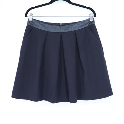 Trina Turk Kimbra Pleated Mini Skirt Black Weave Embossed Waist Women's 8