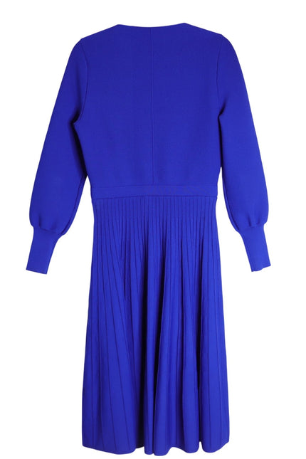 THE FOLD Kinnerton Knitted Dress Cobalt Blue Long Sleeve Knee Length Women's M