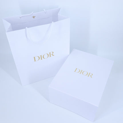 DIOR White Pebbled Flip Top Tab Closure Gift Box with Carry Bag