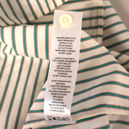 Frame V Neck Popover Blouse Green Gem Stripe Half Sleeve Women's M