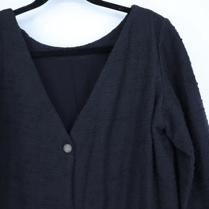 BA&SH Auxane Dress Black NWT Tweed Long Sleeve Button Back Mini Women's 4/US XL