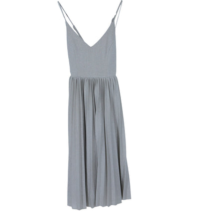 Elevenses Lunar Pleated Midi Dress Metallic Champagne Silver NWT Women's 0