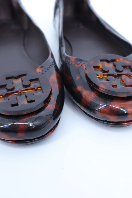 TORY BURCH Minnie Travel Ballet Flats NWOT Tortoise Brown Slip On Women's 6.5