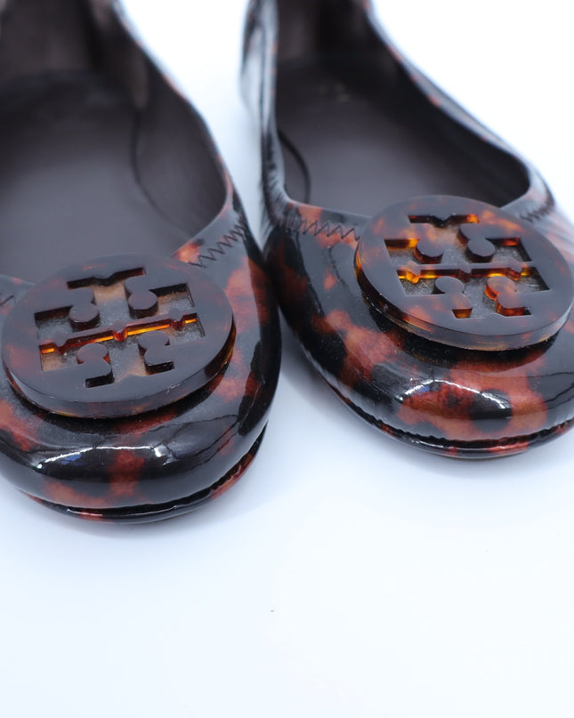 TORY BURCH Minnie Travel Ballet Flats NWOT Tortoise Brown Slip On Women's 6.5