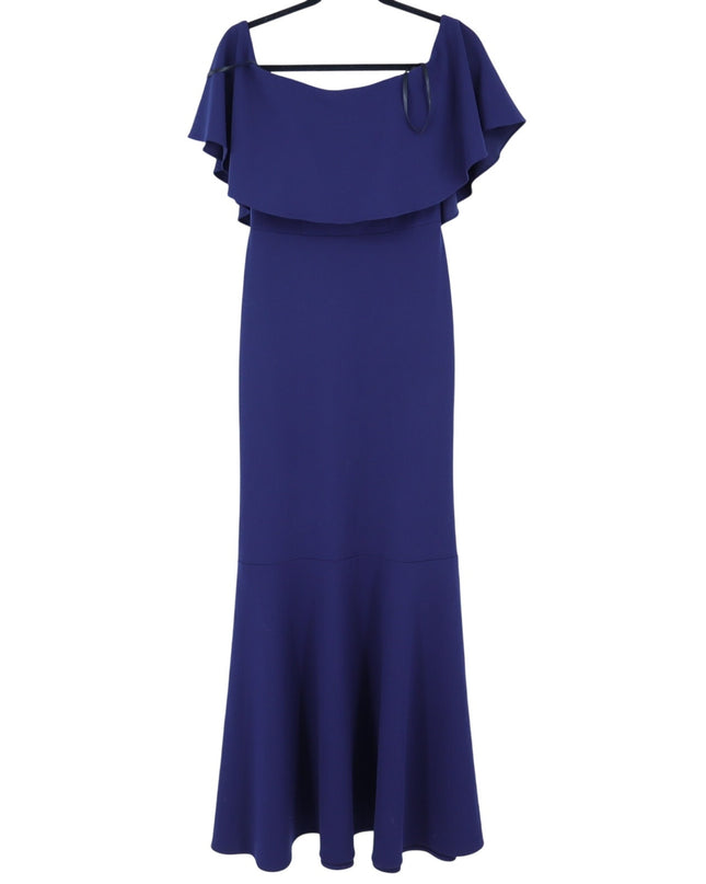 BHLDN Dara Off Shoulder Maxi Dress Navy Ruffle Flounce Bridesmaid Women's 4