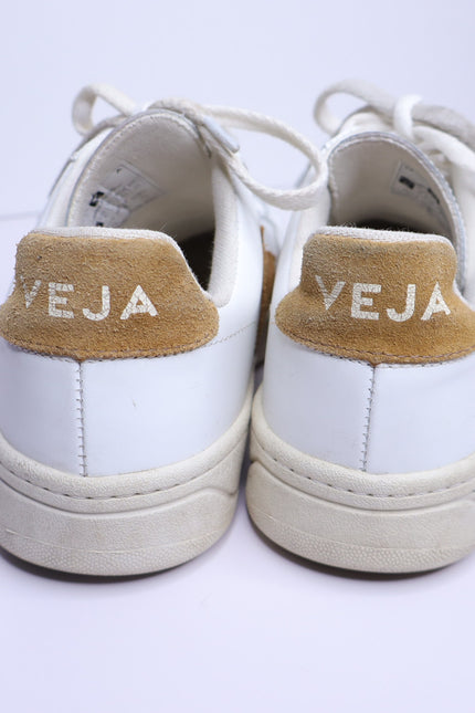 VEJA V 12 Low Top Leather Sneakers White Camel Lace Up Casual Women's 6