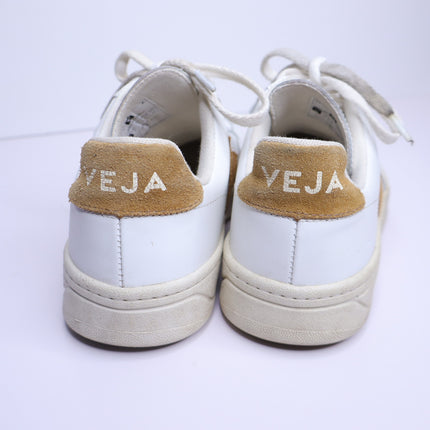 VEJA V 12 Low Top Leather Sneakers White Camel Lace Up Casual Women's 6