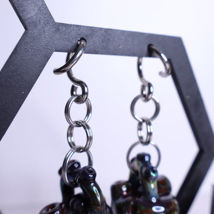 GLASSWEAR STUDIOS Handmade Anatomical Heart Weights Oil Slick 10g/2.5mm Hangers