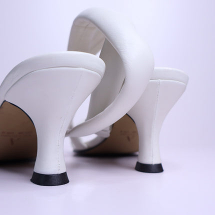 ALTA Ophelia Heeled Sandals White Cowhide Leather Pointed Toe Women's 8