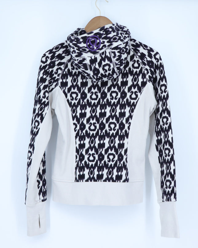 Lululemon Scuba Hoodie Simply Ikat Black White Full Zip Sweatshirt Women's 6
