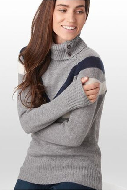 ALPS & METERS Ski Race Knit Sweater Gray Wool Cashmere Long Sleeve Women's L
