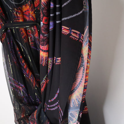 MARIE OLIVER Alice Maxi Dress High Neck Sleeveless Silk Lurex Black Women's S