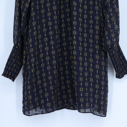 AMANDA UPRICHARD Noemi Dress Navy and Gold Long Sleeve Shift Women's M