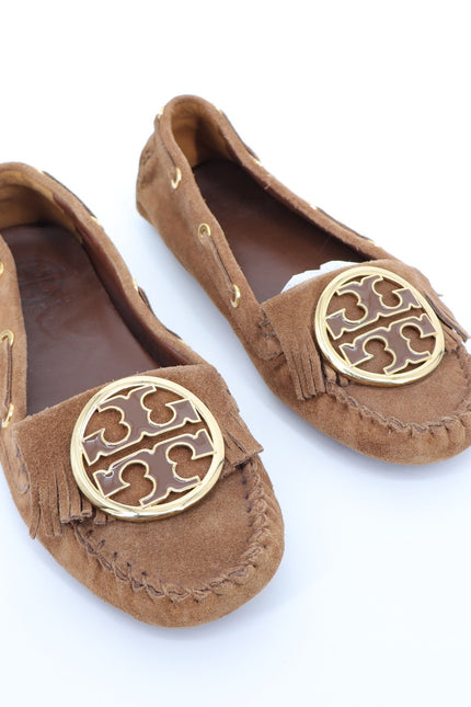 TORY BURCH Alexandra Suede Moccasin Loafers Brown Slip On Women's 6.5