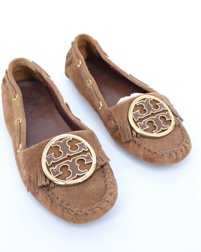 TORY BURCH Alexandra Suede Moccasin Loafers Brown Slip On Women's 6.5
