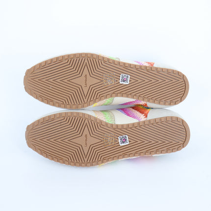 Larroude Stella Sneakers NIB Rainbow Raffia Mushroom Grey Suede Women's 7