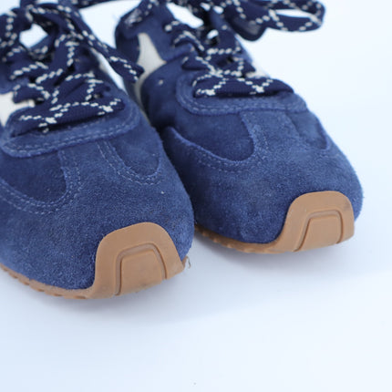 Larroude Stella Mule Navy Suede Ivory Napa Leather Lace Up Sneakers Women's 6.5