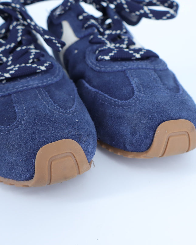 Larroude Stella Mule Navy Suede Ivory Napa Leather Lace Up Sneakers Women's 6.5
