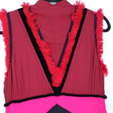 ALTUZARRA Geometric Fringe Zipper Mini Dress Pink Art To Wear Women's 42/US 10