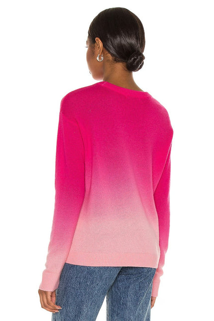 ALICE + OLIVIA Gleeson Cashmere Sweater Dip Dye Ombre Pink Long Sleeve Women's L