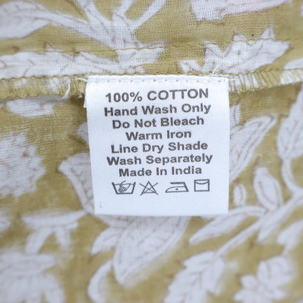 Daughters of India Kyra Mini Dress Olive Green Cotton Floral Print Women's M