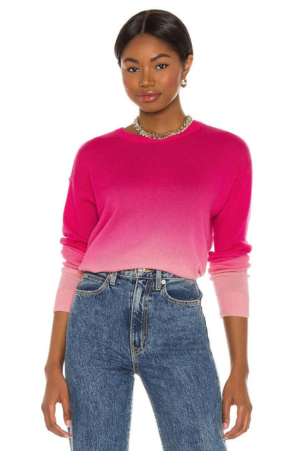 ALICE + OLIVIA Gleeson Cashmere Sweater Dip Dye Ombre Pink Long Sleeve Women's L