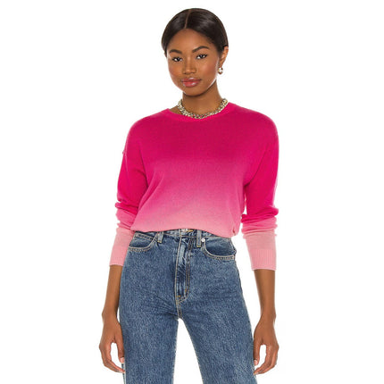 ALICE + OLIVIA Gleeson Cashmere Sweater Dip Dye Ombre Pink Long Sleeve Women's L