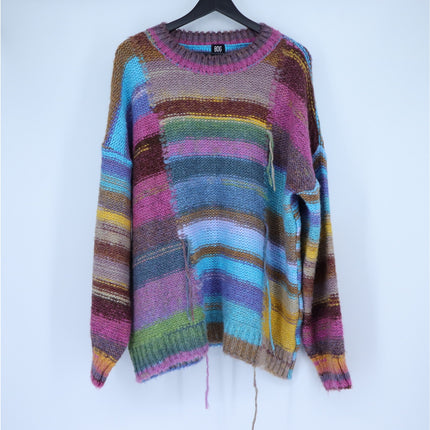 BDG Undone Spacedye Pullover Sweater Purple Multicolor Knit Jumper Women's M