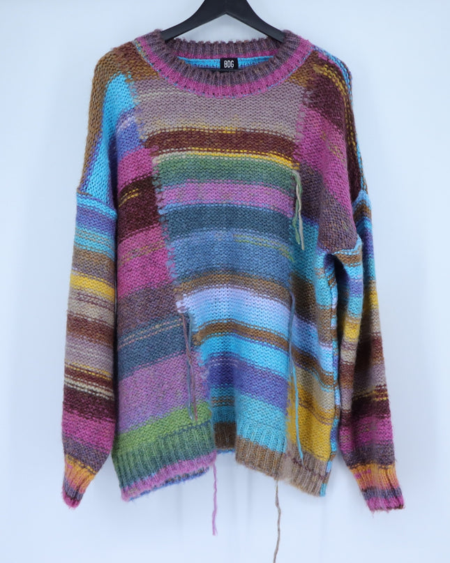 BDG Undone Spacedye Pullover Sweater Purple Multicolor Knit Jumper Women's M