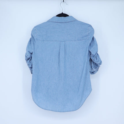 Veronica Beard Porta Shirt Blue Lakeshore NWT Snap Front Half Sleeve Women's XS