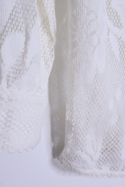 HEMANT & NANDITA Chemical Lace Button Front Shirt White Floral Women's XS