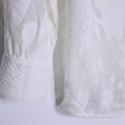 HEMANT & NANDITA Chemical Lace Button Front Shirt White Floral Women's XS