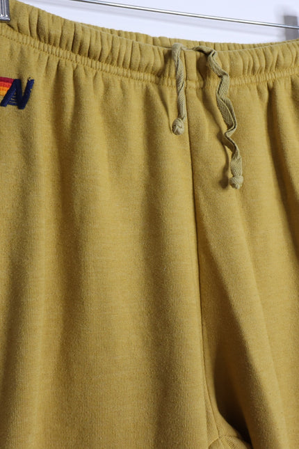 AVIATOR NATION Stripe Sweatpants Jogger Honey Mustard Pull On Women's M