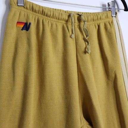 AVIATOR NATION Stripe Sweatpants Jogger Honey Mustard Pull On Women's M