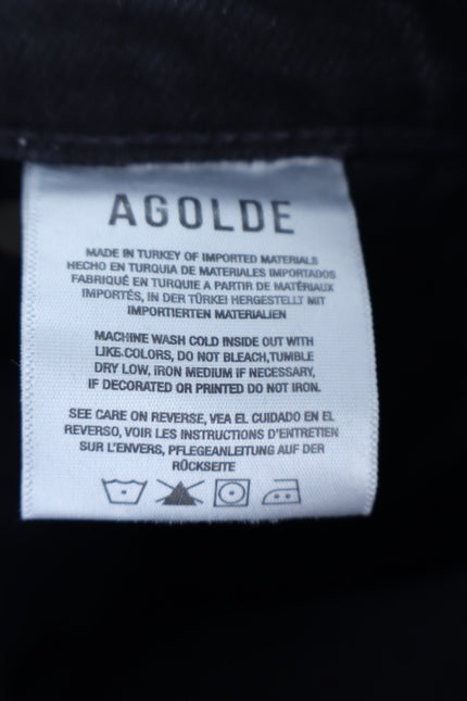AGOLDE Harper Wide Leg Jeans Radius Black Mid Rise Zip Fly Women's 24