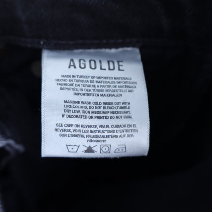 AGOLDE Harper Wide Leg Jeans Radius Black Mid Rise Zip Fly Women's 24