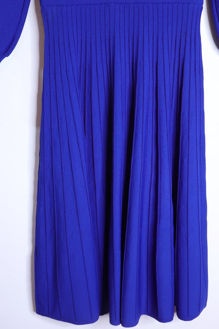 THE FOLD Kinnerton Knitted Dress Cobalt Blue Long Sleeve Knee Length Women's M