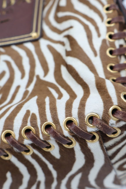 PRADA Spectrum Zebra Print Crossbody Bag Dyed Calf Fur Convertible Luxury Purse